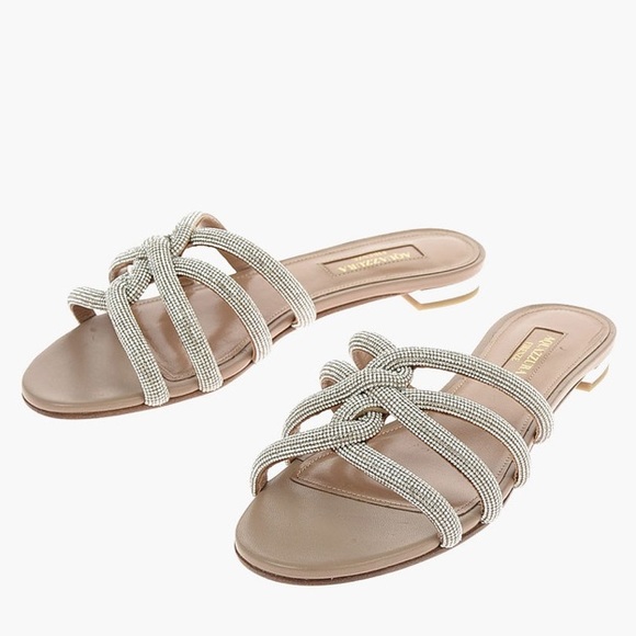 AQUAZZURA
LEATHER MOONDUST SANDALS WITH RHINESTONE EMBELLISHED - Picture 2 of 9